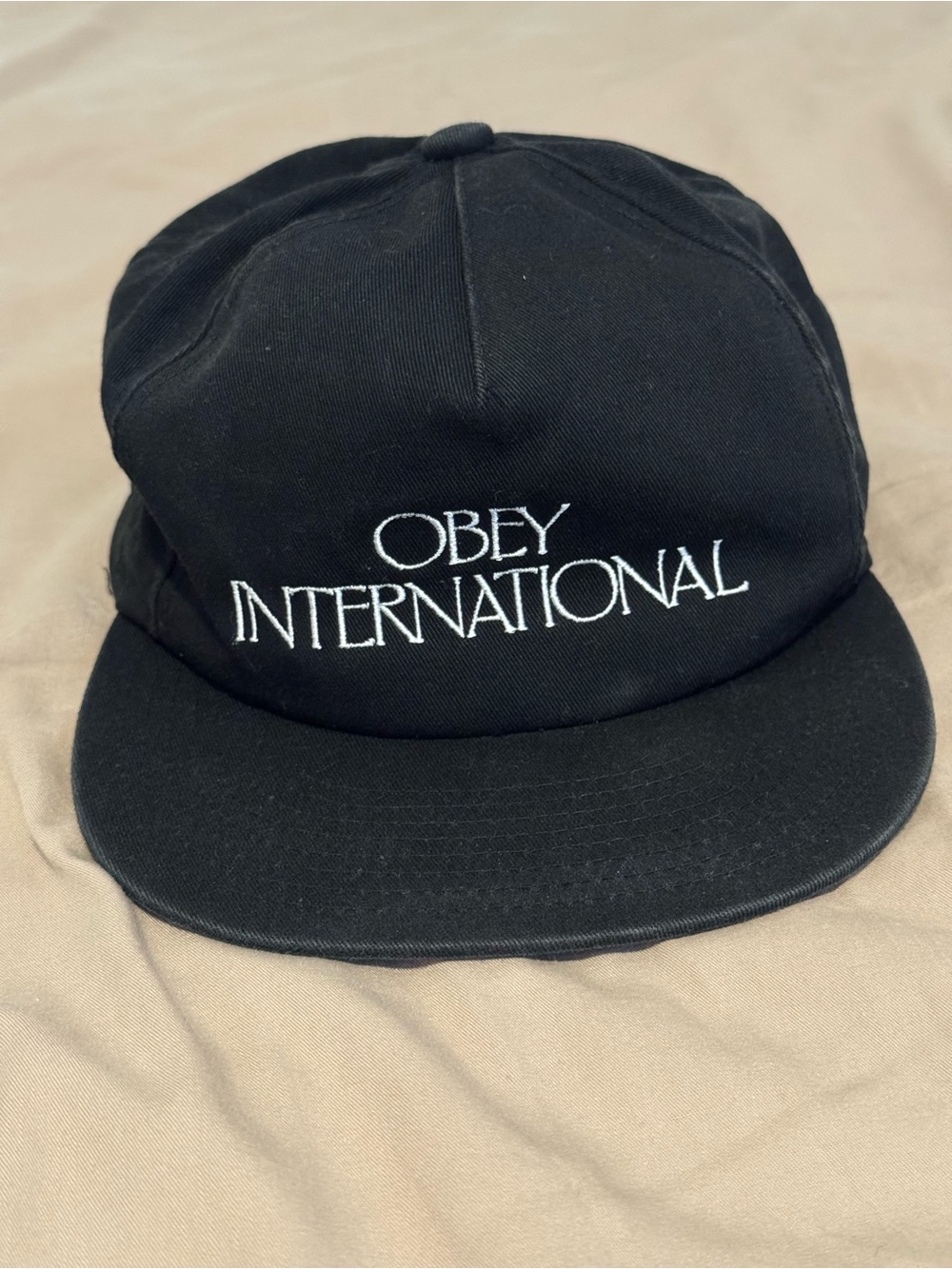Obey Black Snapback Cap with White Embroidered Logo